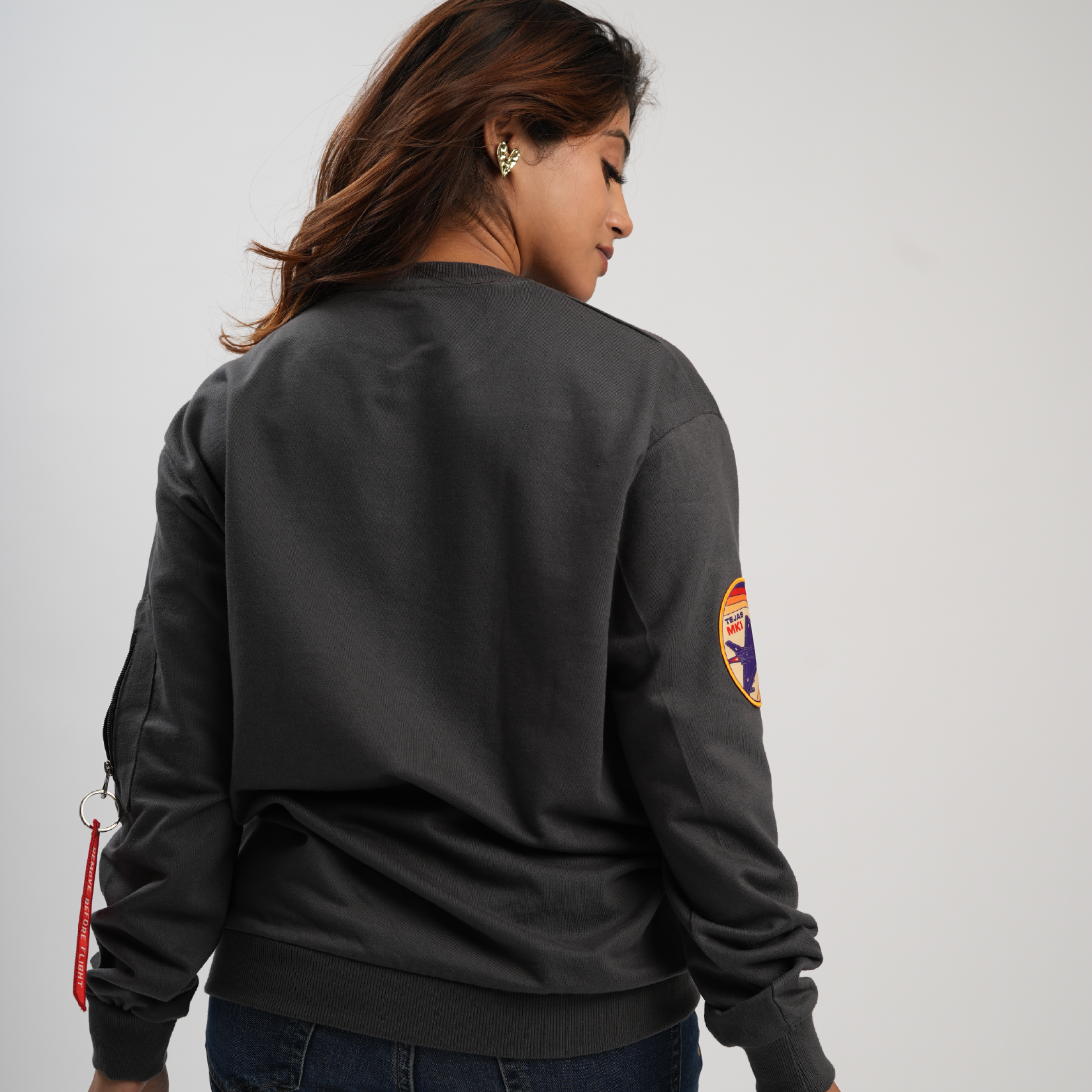 Indian Air Force: LCA Tejas MK1 Oversized Dark Grey Sweatshirt