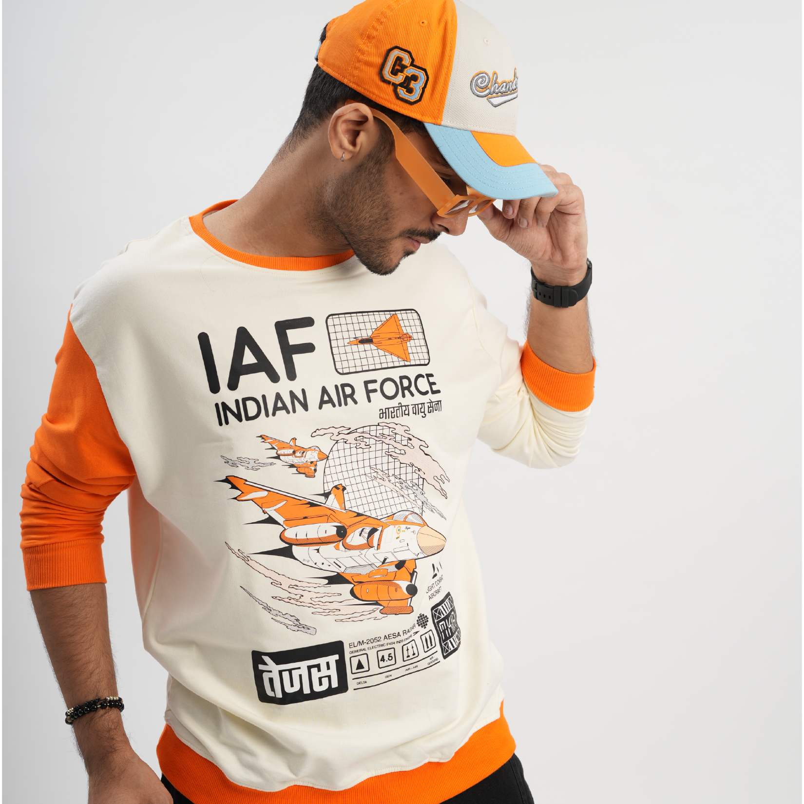 Indian Air Force: Cream and Orange Sweatshirt