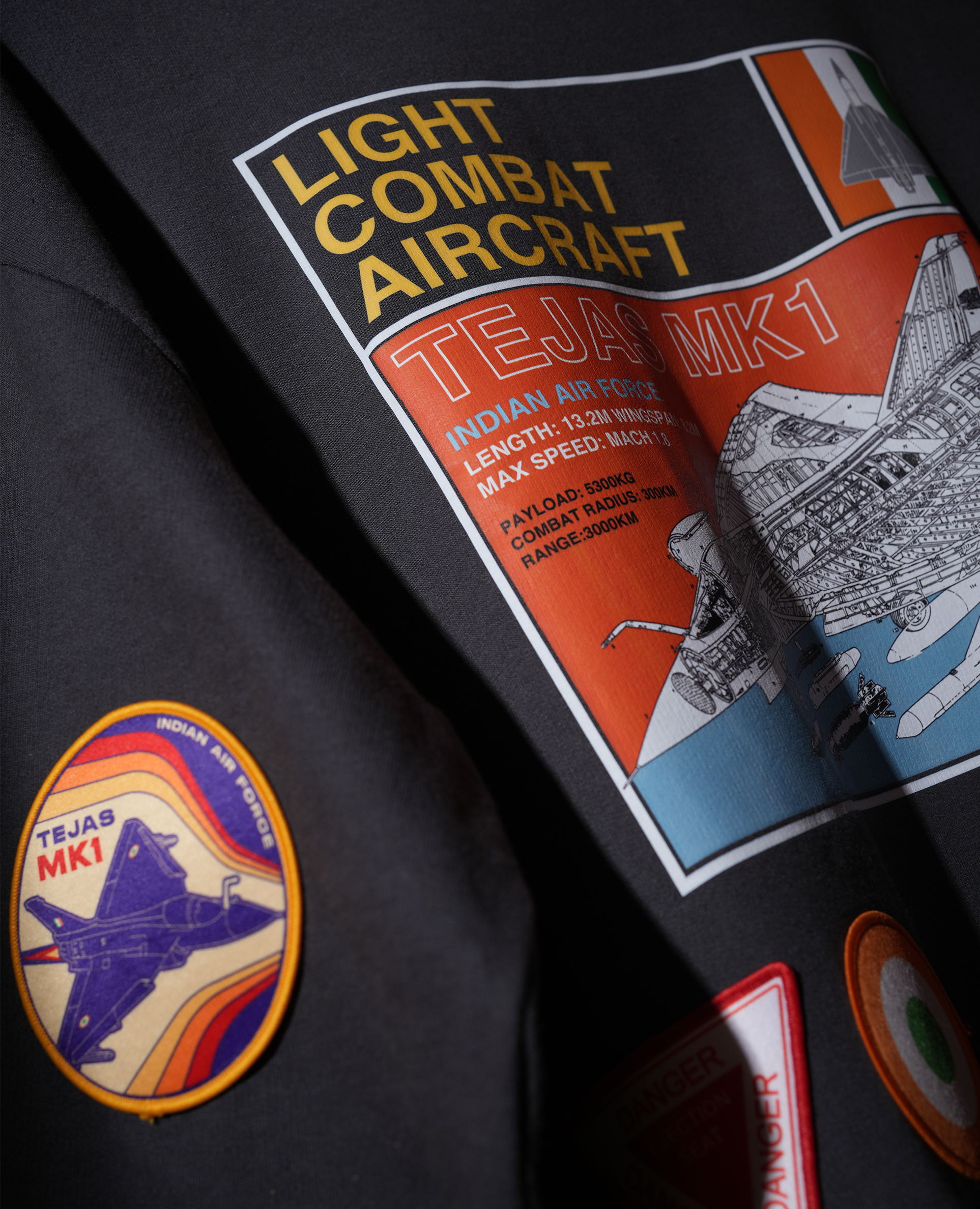 Indian Air Force: LCA Tejas MK1 Oversized Dark Grey Sweatshirt