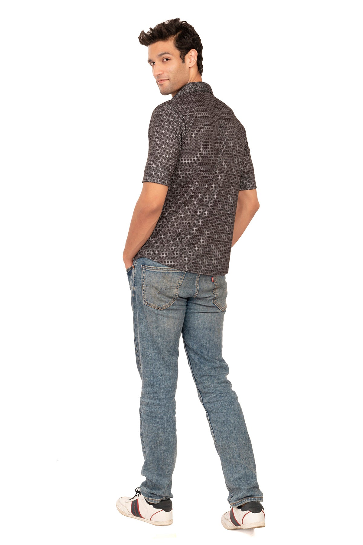 Black Gothic Pattern Regular Fit Shirtee