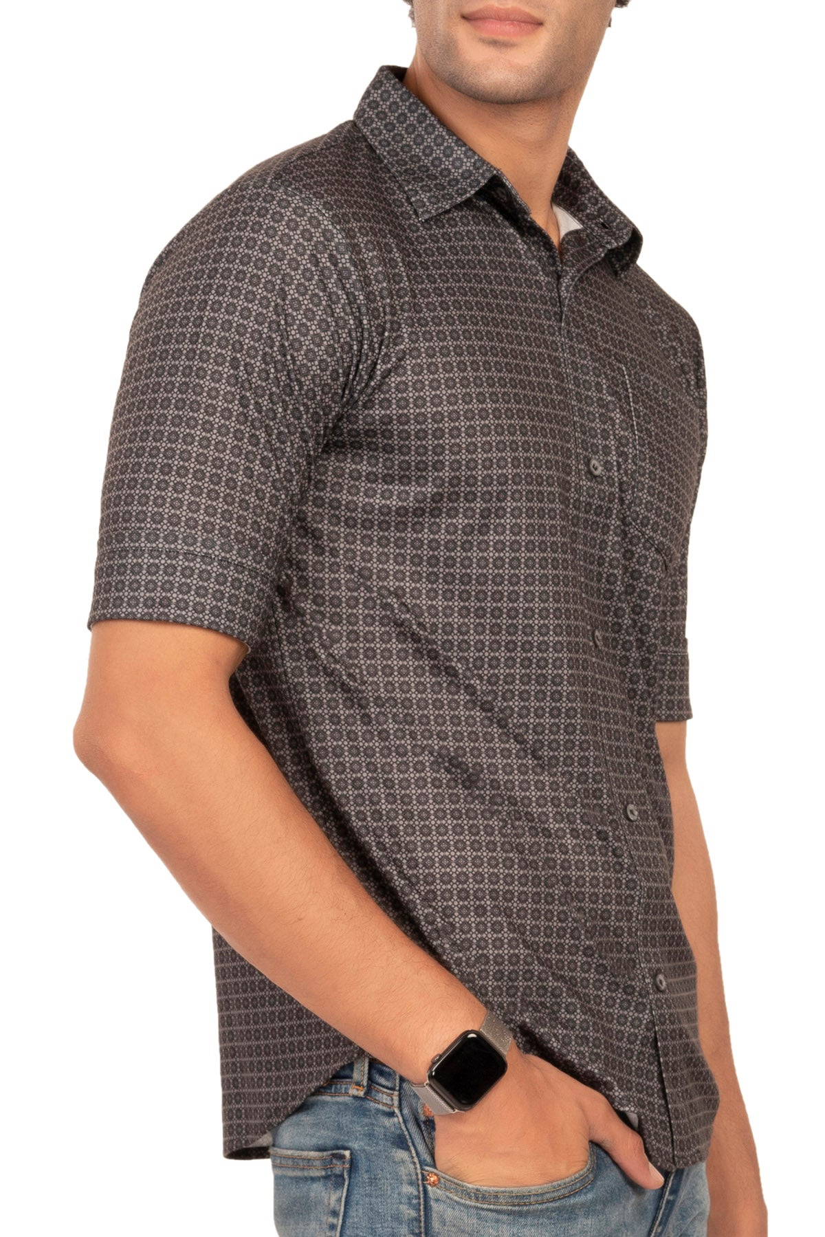 Black Gothic Pattern Regular Fit Shirtee