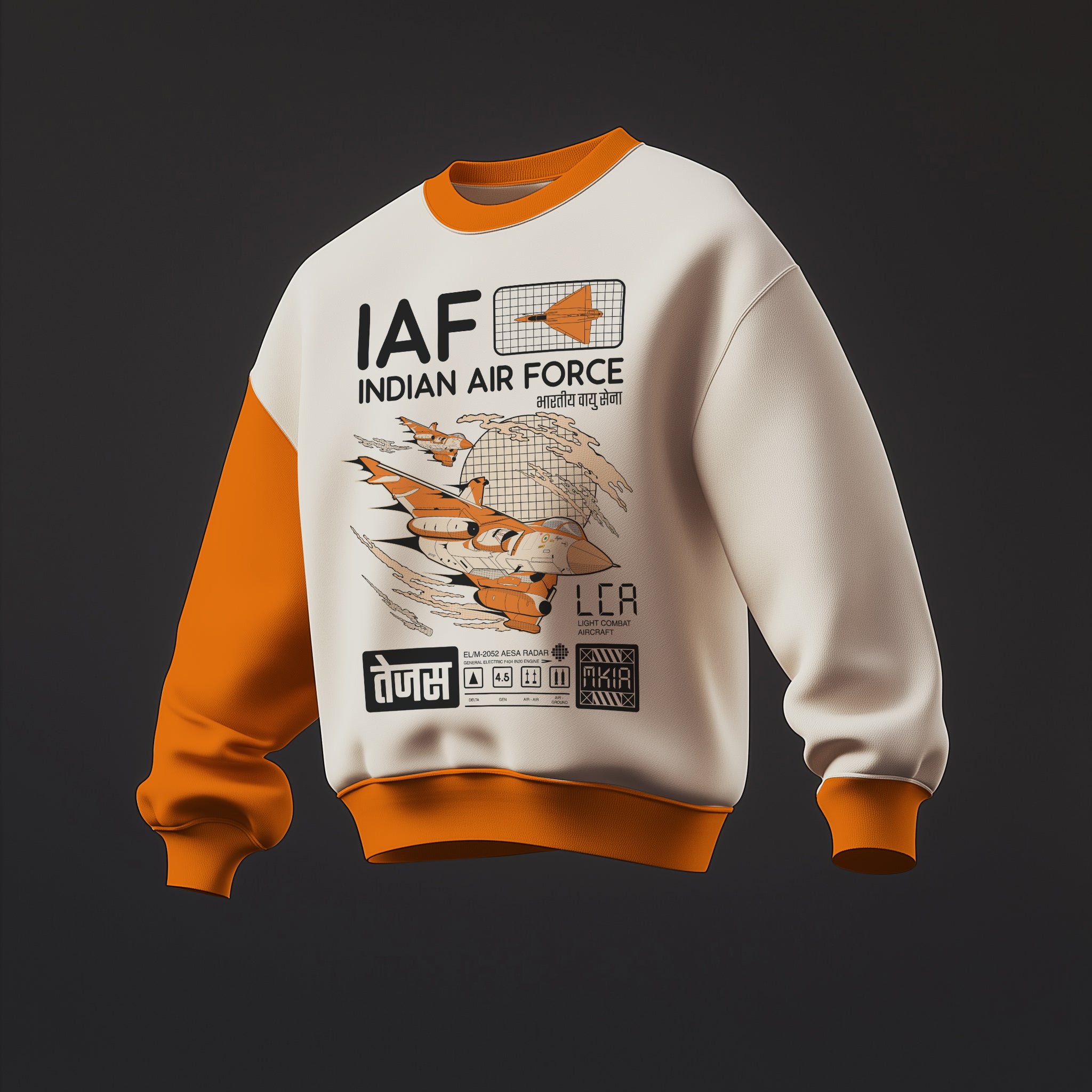 Indian Air Force: Cream and Orange Sweatshirt