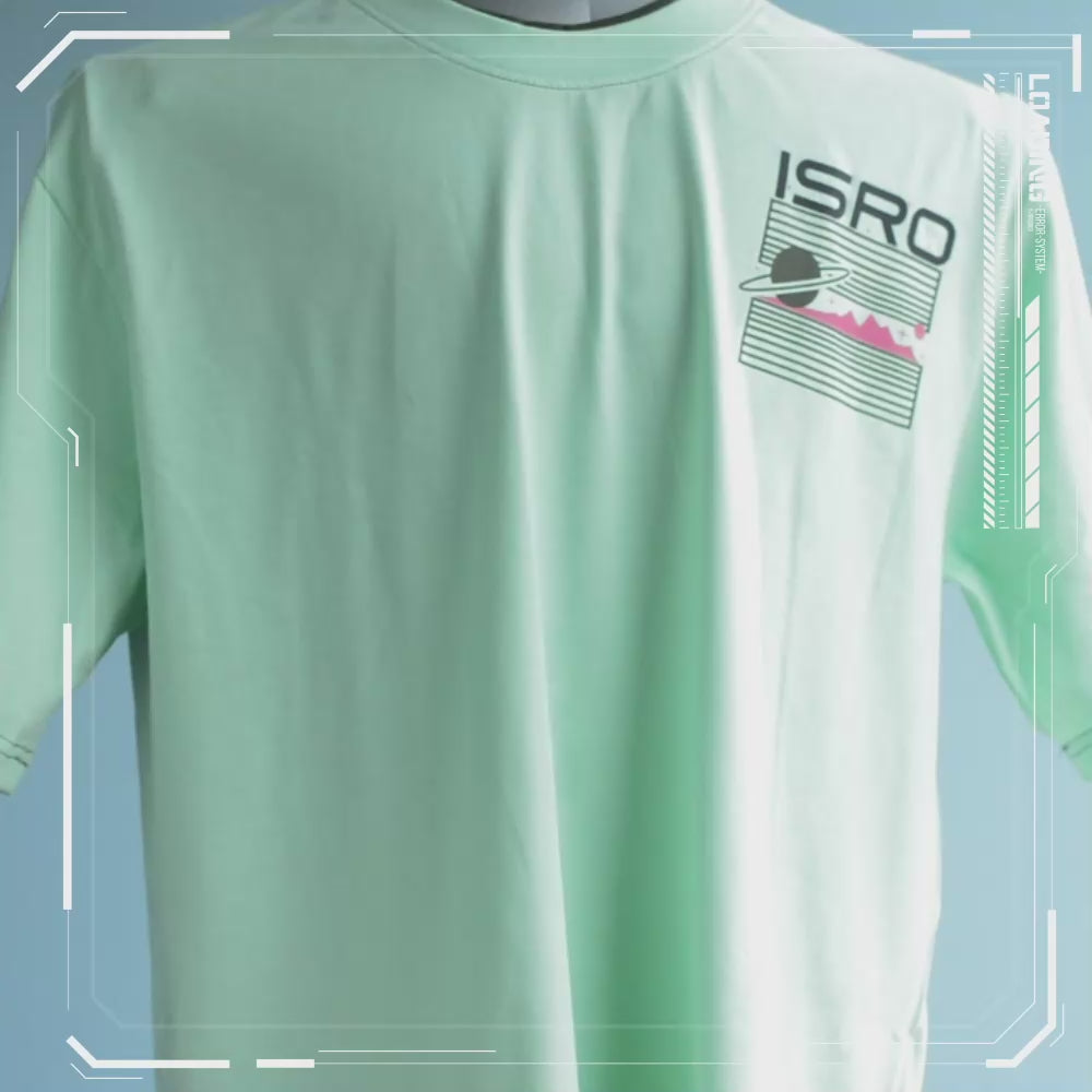 Load video: ISRO Triumphs Of Exploration Mint Green Oversized Tee