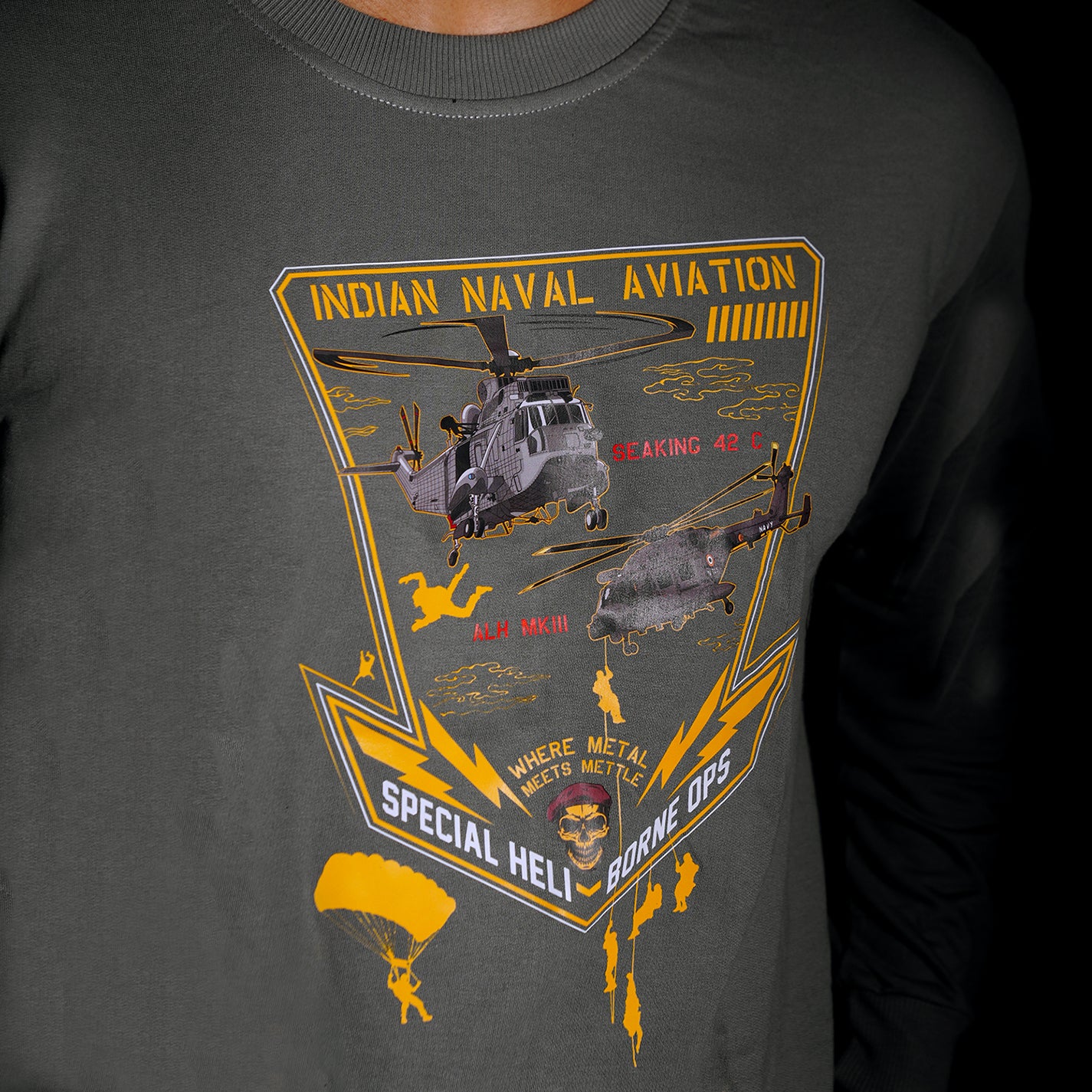 Indian Naval Aviation: SHBO Grey Oversized Sweatshirt
