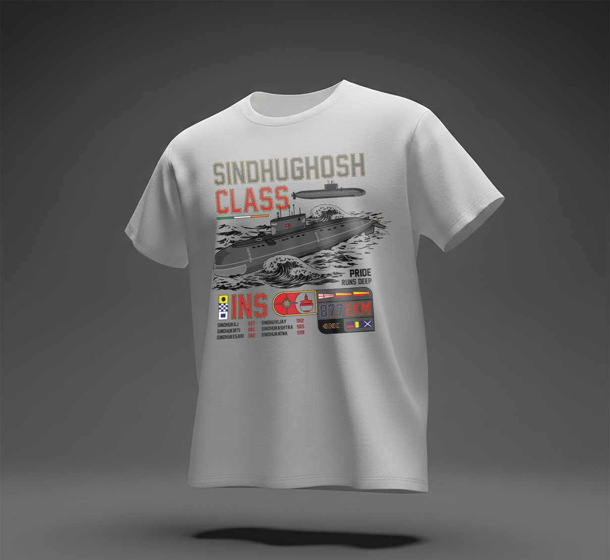 Indian Navy: Sindhughosh Class Regular White T-Shirt
