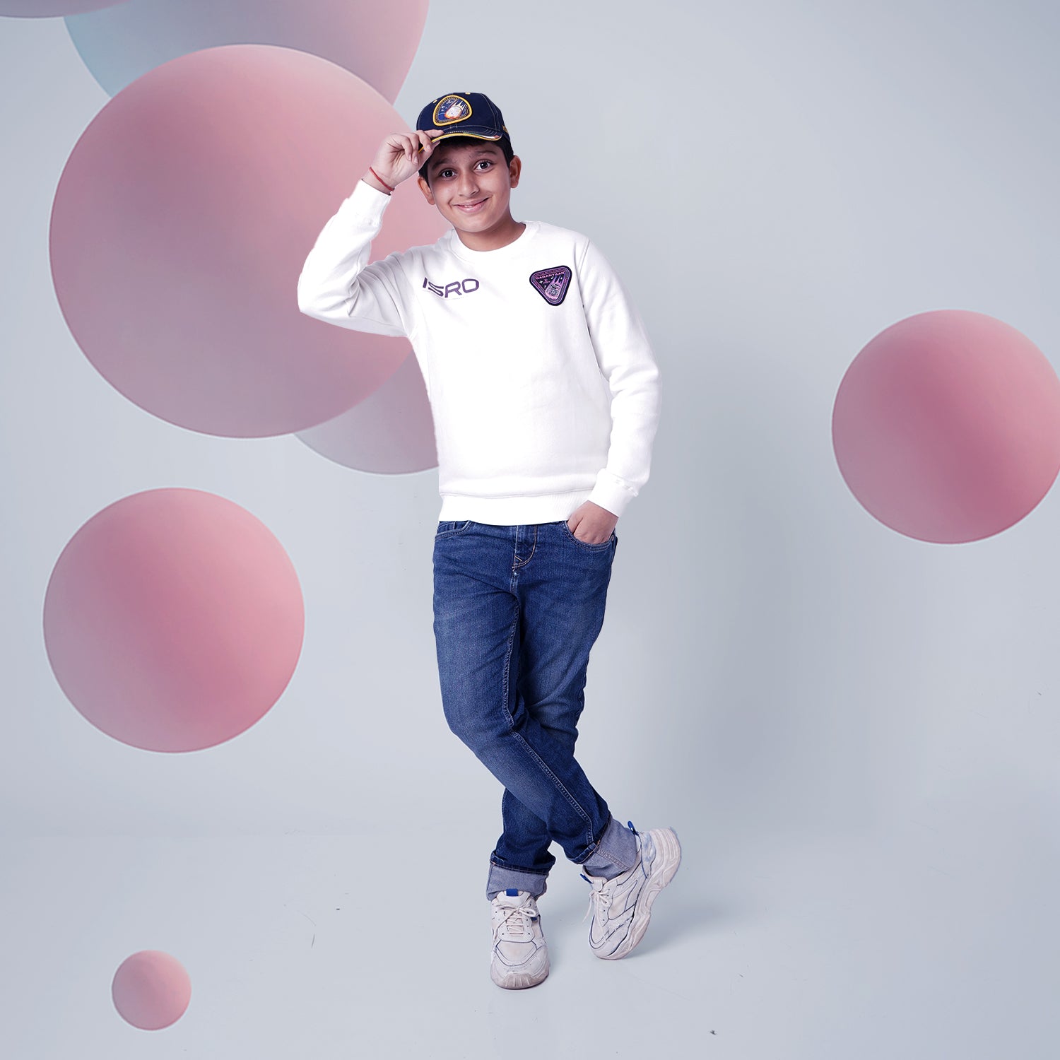 The Tiny Explorers: Official ISRO Gaganyaan White Kids Sweatshirt ( With Fleece )