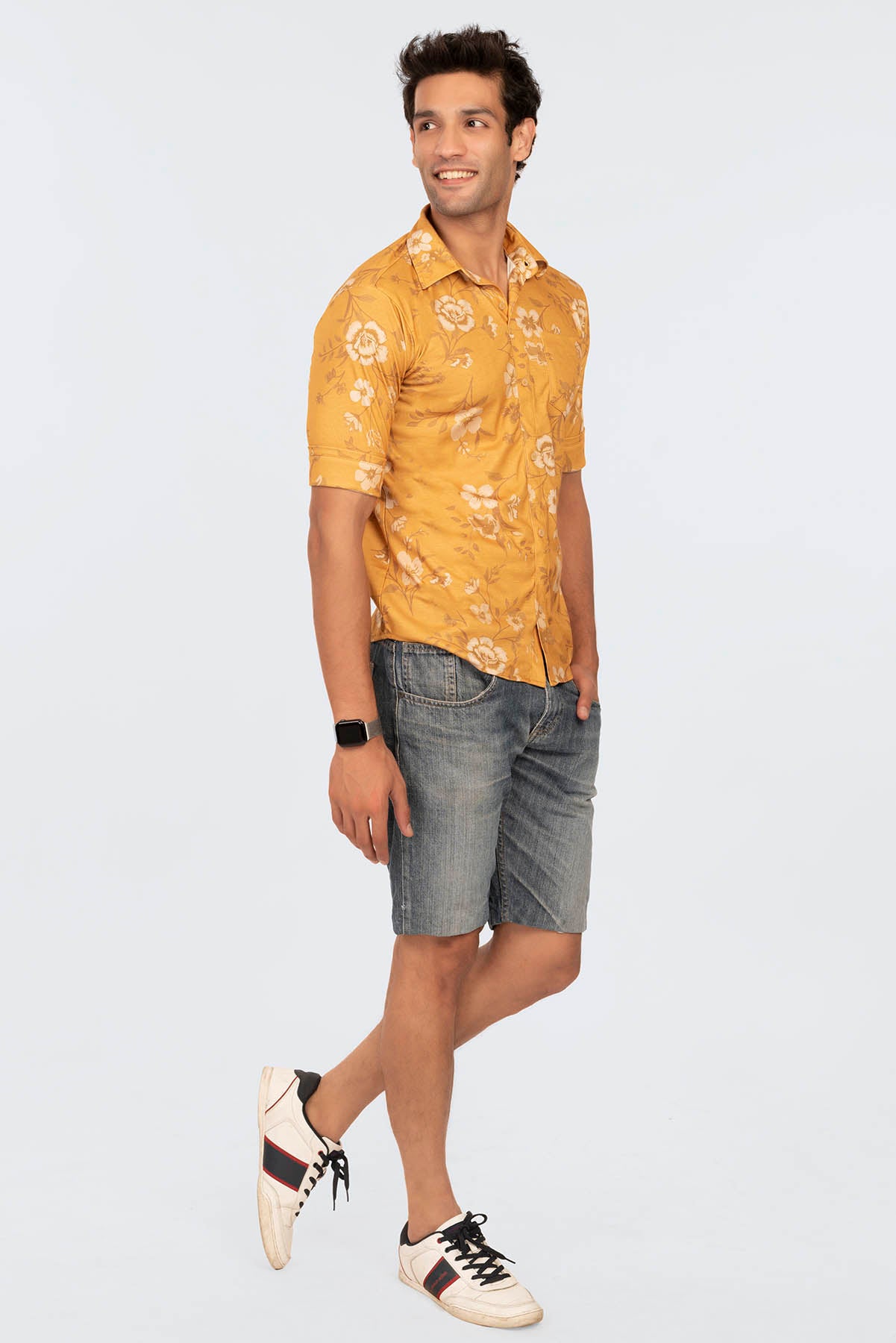 Mustard Floral Regular Fit Shirtee