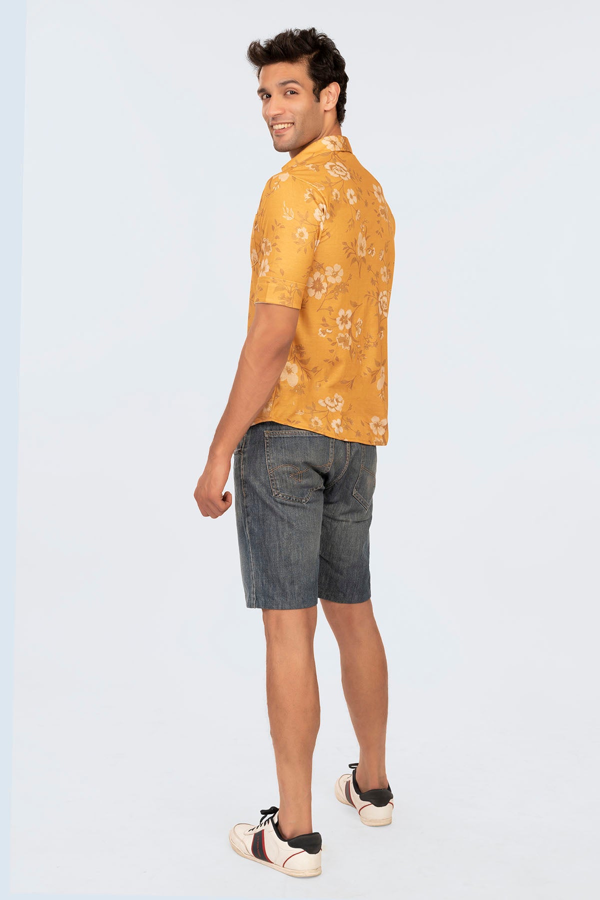 Mustard Floral Regular Fit Shirtee