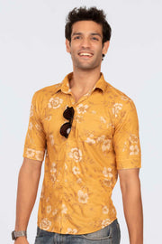 Mustard Floral Regular Fit Shirtee