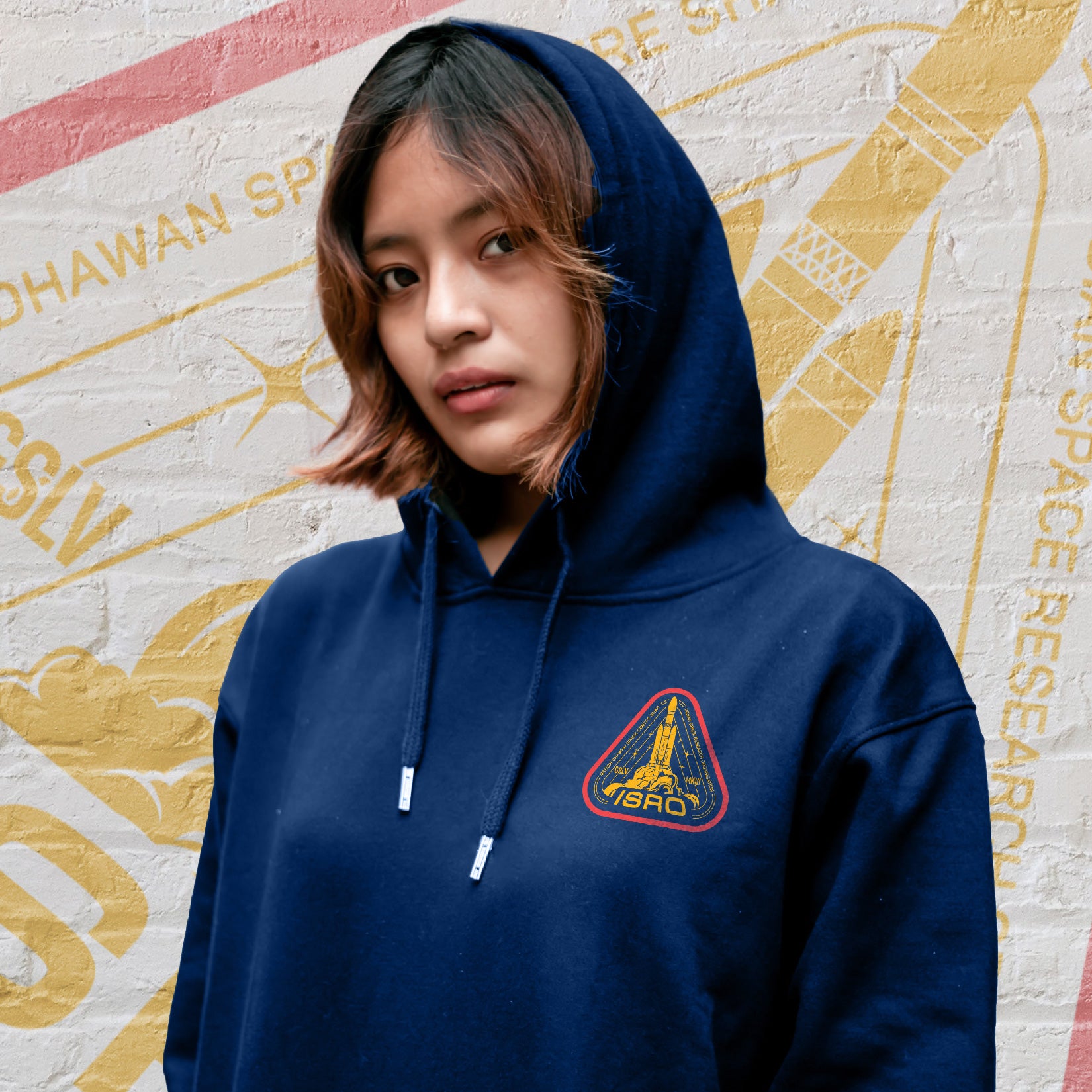 Navy Blue ISRO Tribute Unisex Hoodie (Without Zip)
