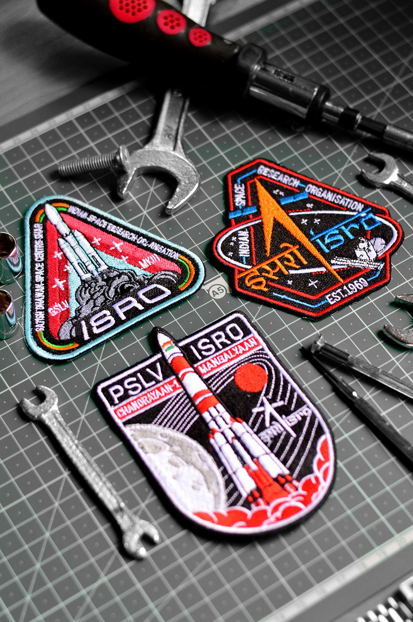 ISRO Classic Logo, GSLV MK III and PSLV Iron On Badge - Pack of 3