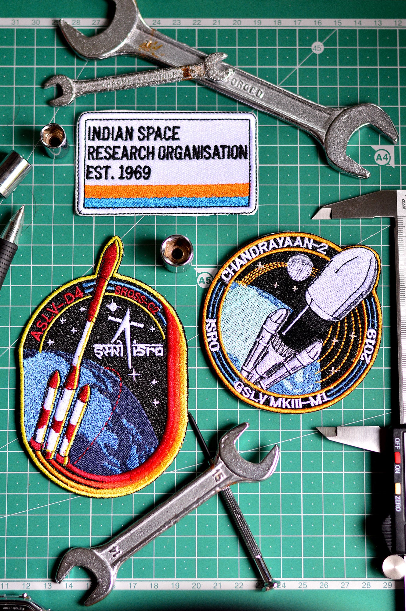ISRO Classic 1969, ASLV D4 and Chandrayaan 2 Iron On Badge - Pack of 3