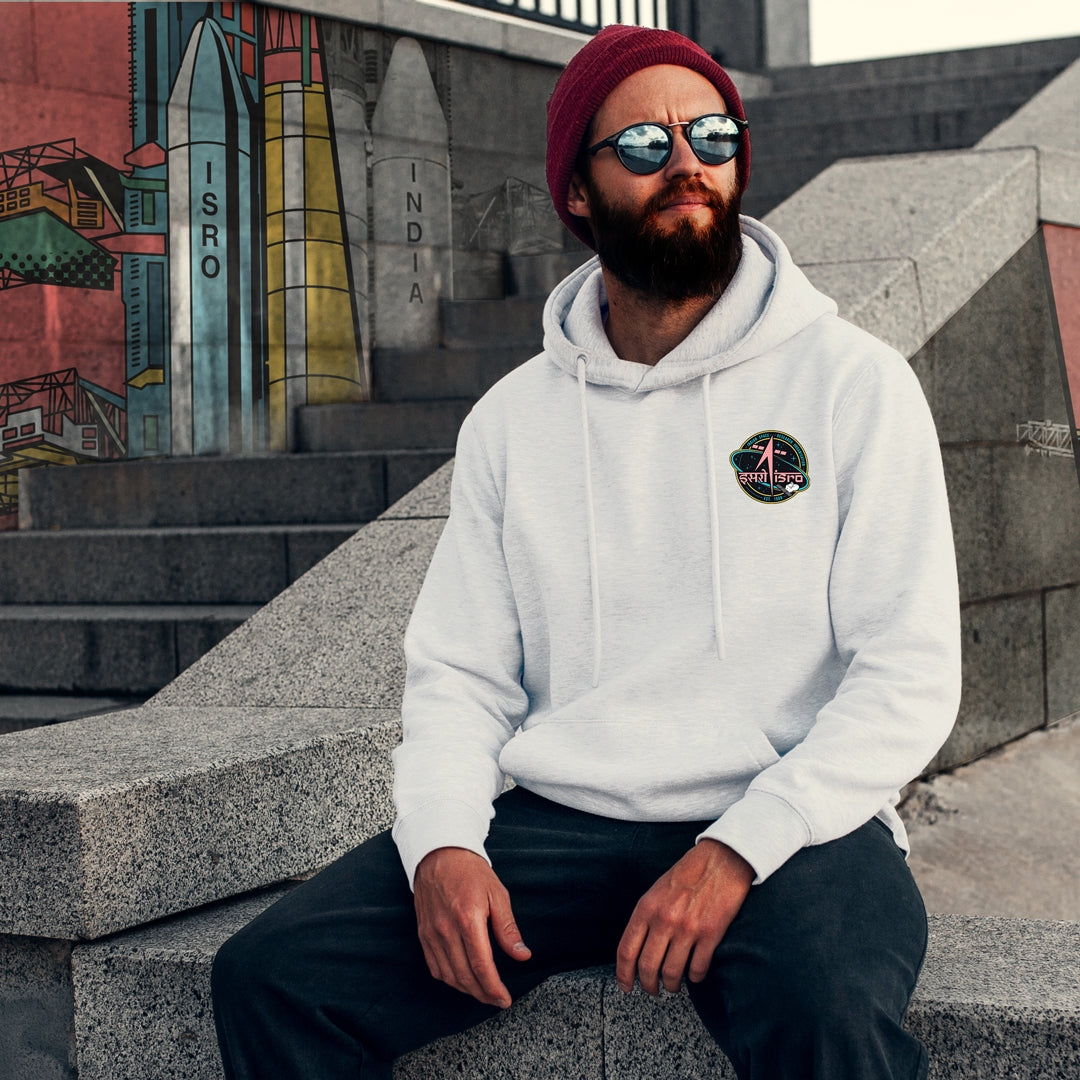 White ISRO GSLV MKIII’ Pop Art Unisex Hoodie (Without Zip)