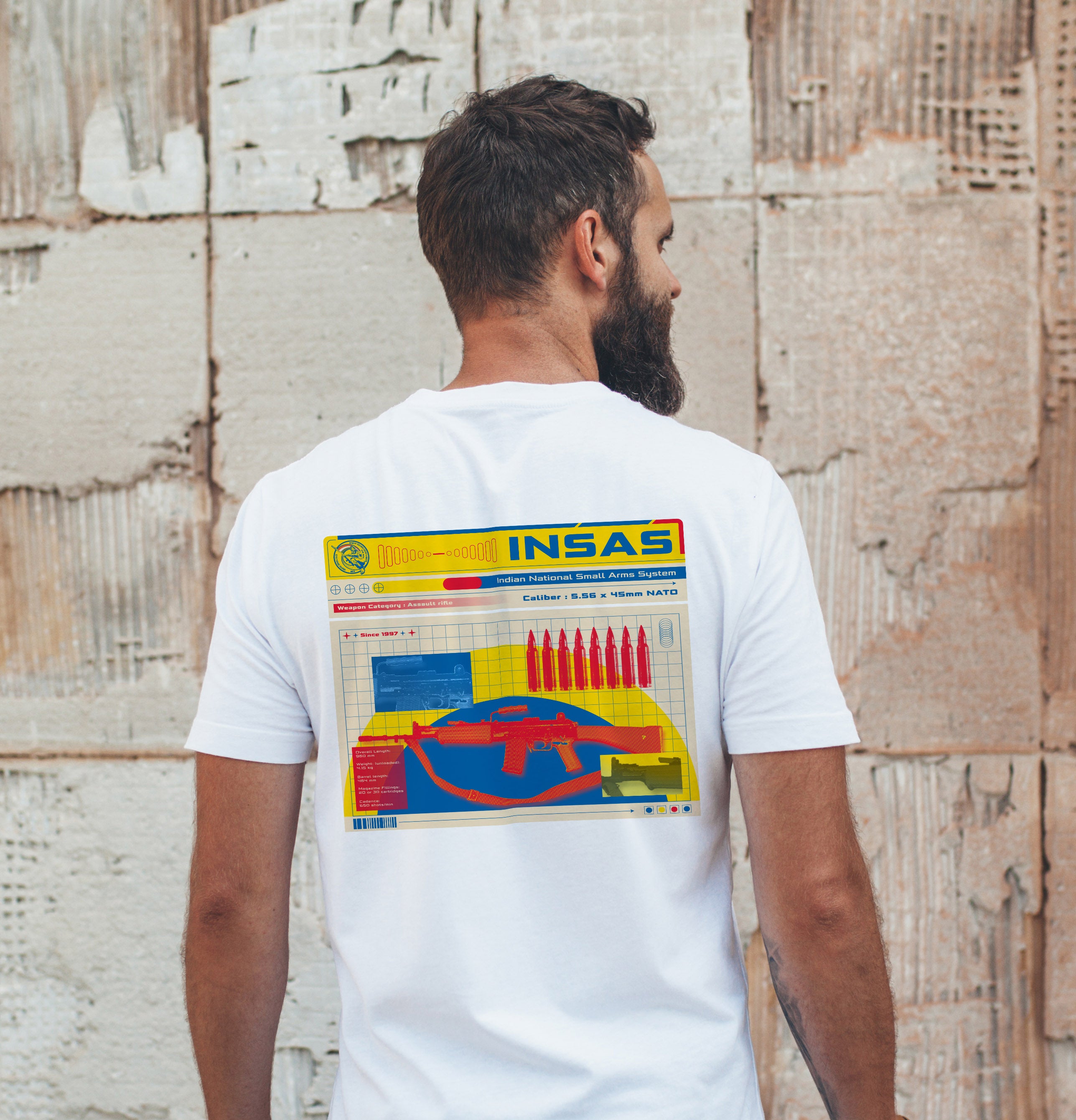 White INSAS Infantry T-shirt with back print