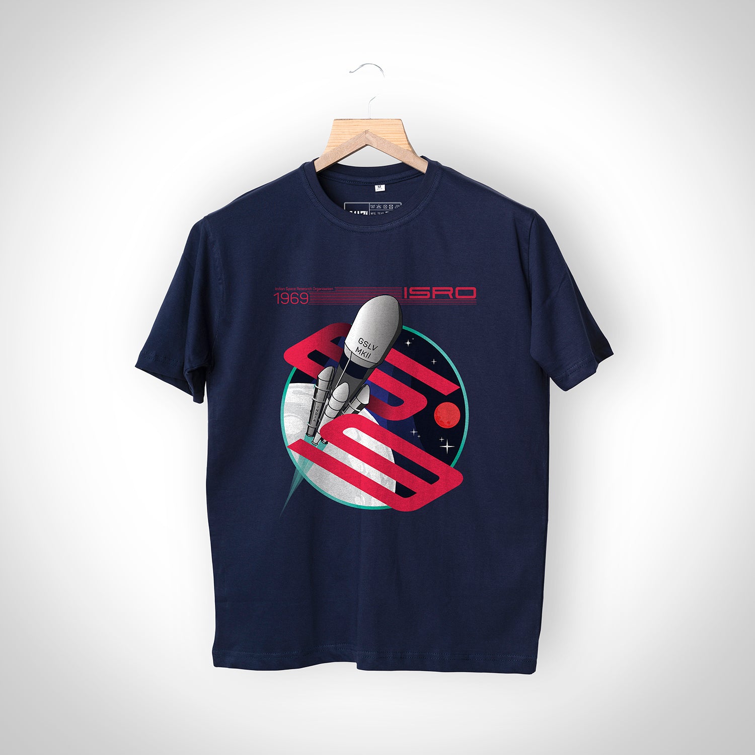 ISRO Navy Blue Mens T-shirt