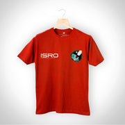 ISRO Red Unisex T-Shirt with Chandryaan-2 Printed Badge