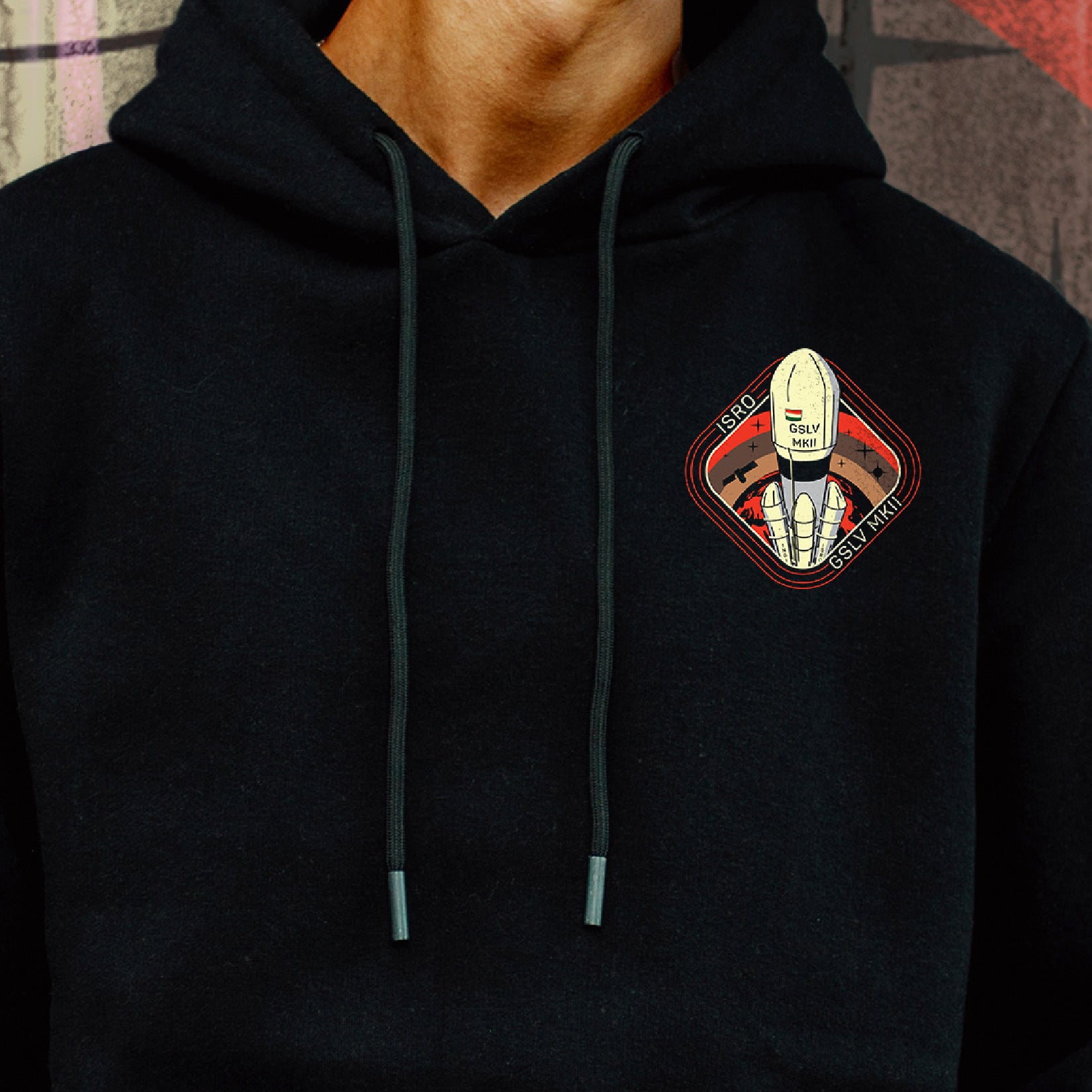 Black ‘Night launch GSLV MKII’ Unisex Hoodie (Without Zip)
