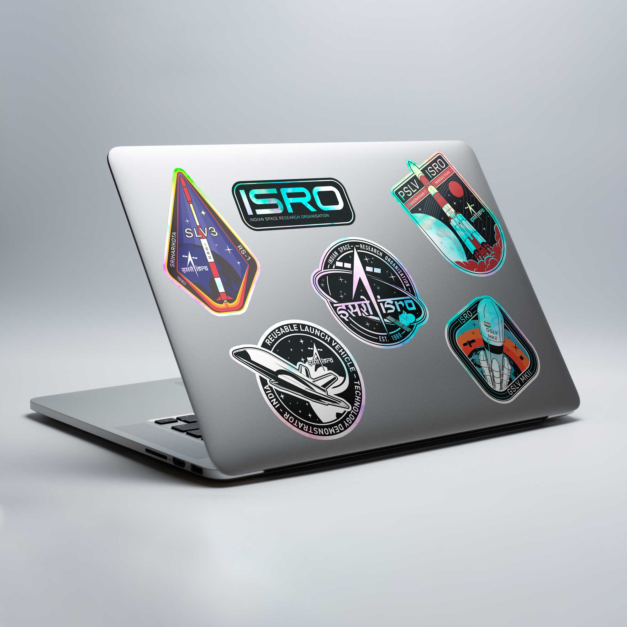 Reusable ISRO Holographic Stickers -1 (Pack of 6)