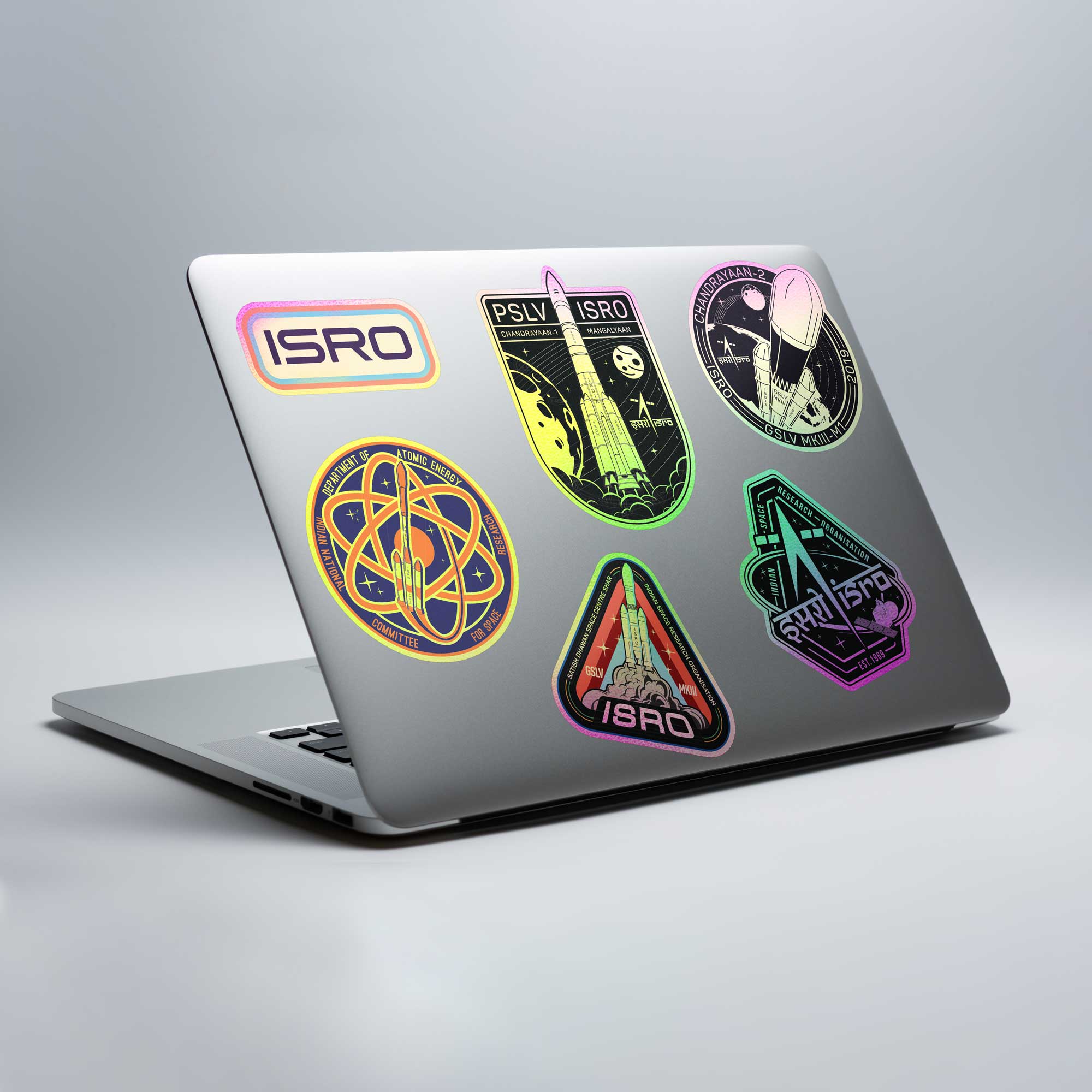 Reusable ISRO Holographic Stickers - 2 (Pack of 6)