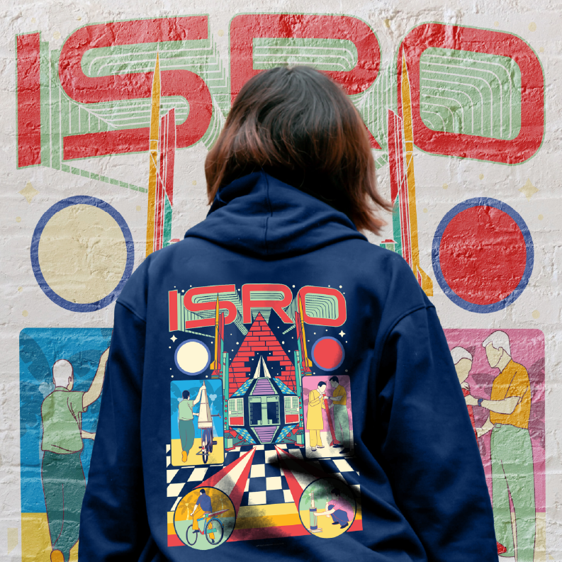 Navy Blue ISRO Tribute Unisex Hoodie (Without Zip)